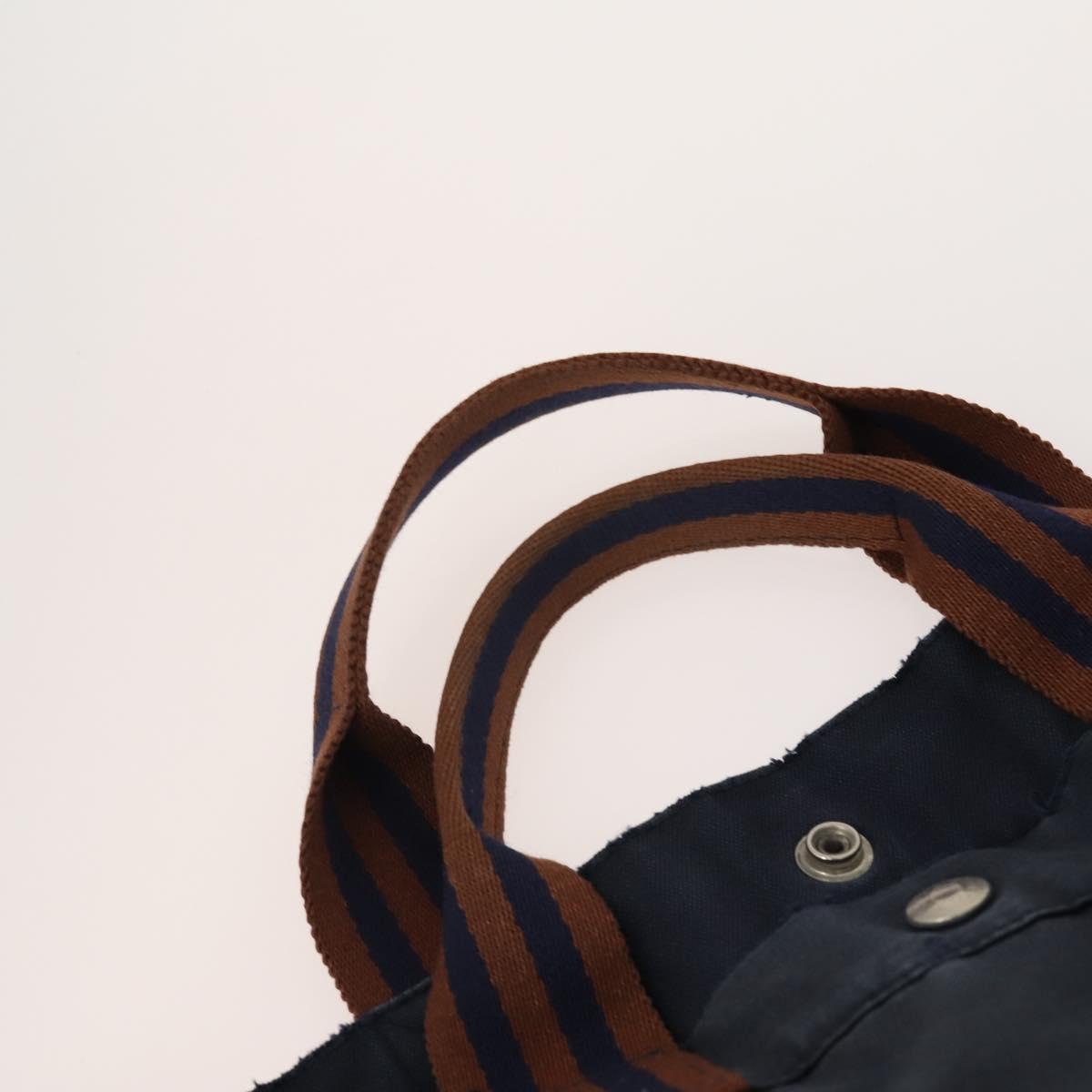 HERMES Fourre Tout Hand Bag Cotton 2 Set Black Navy Auth 181810