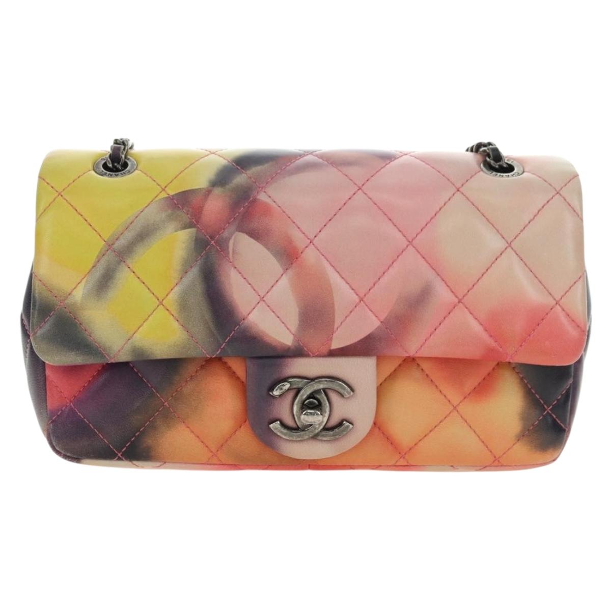 CHANEL Matelasse 22 Chain Shoulder Bag Lamb Skin Multicolor CC Auth 181824SM