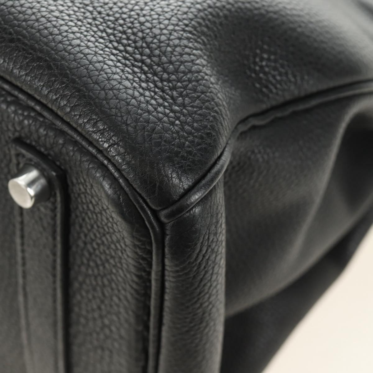 HERMES Birkin 35 Hand Bag Taurillon Leather Black Silver Auth 181827SM