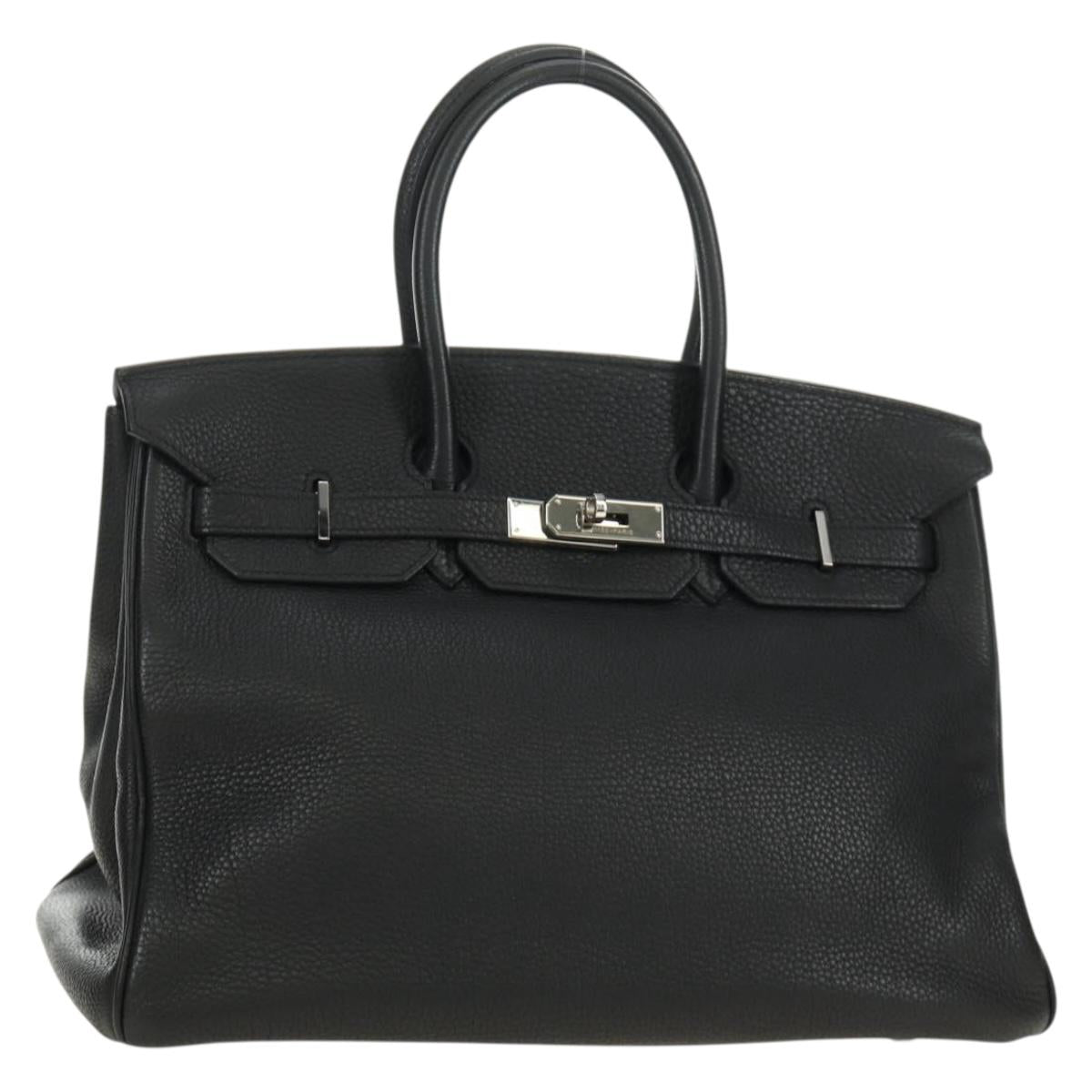 HERMES Birkin 35 Hand Bag Taurillon Leather Black Silver Auth 181827SM
