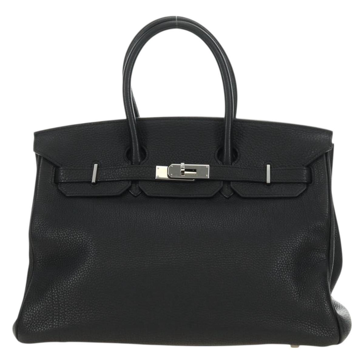 HERMES Birkin 35 Hand Bag Taurillon Leather Black Silver Auth 181827SM