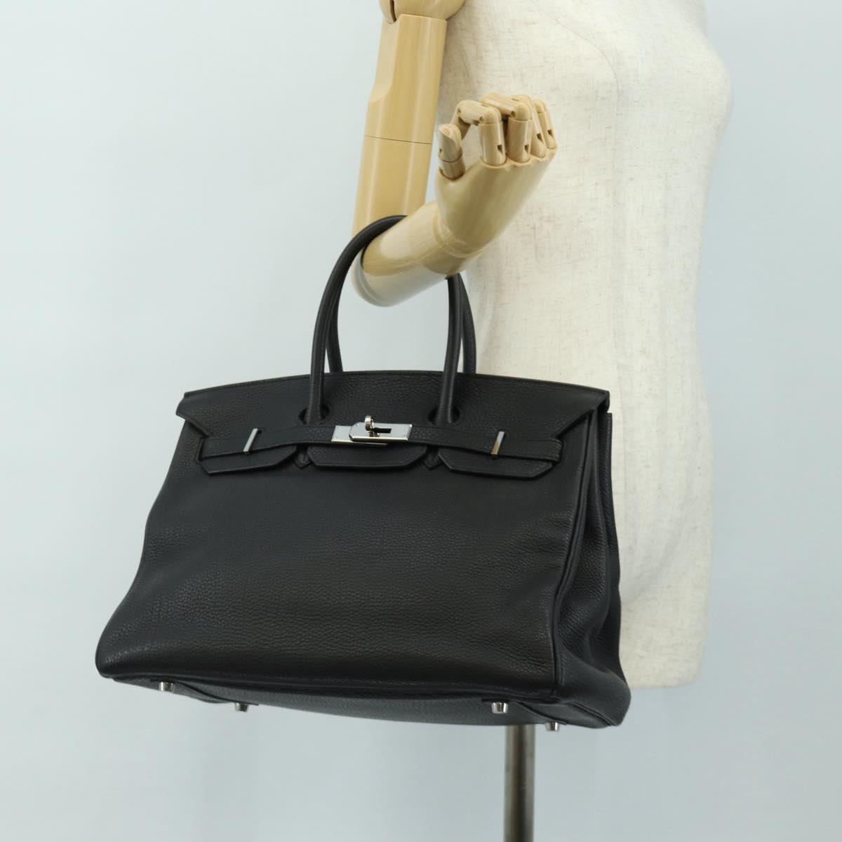 HERMES Birkin 35 Hand Bag Taurillon Leather Black Silver Auth 181827SM