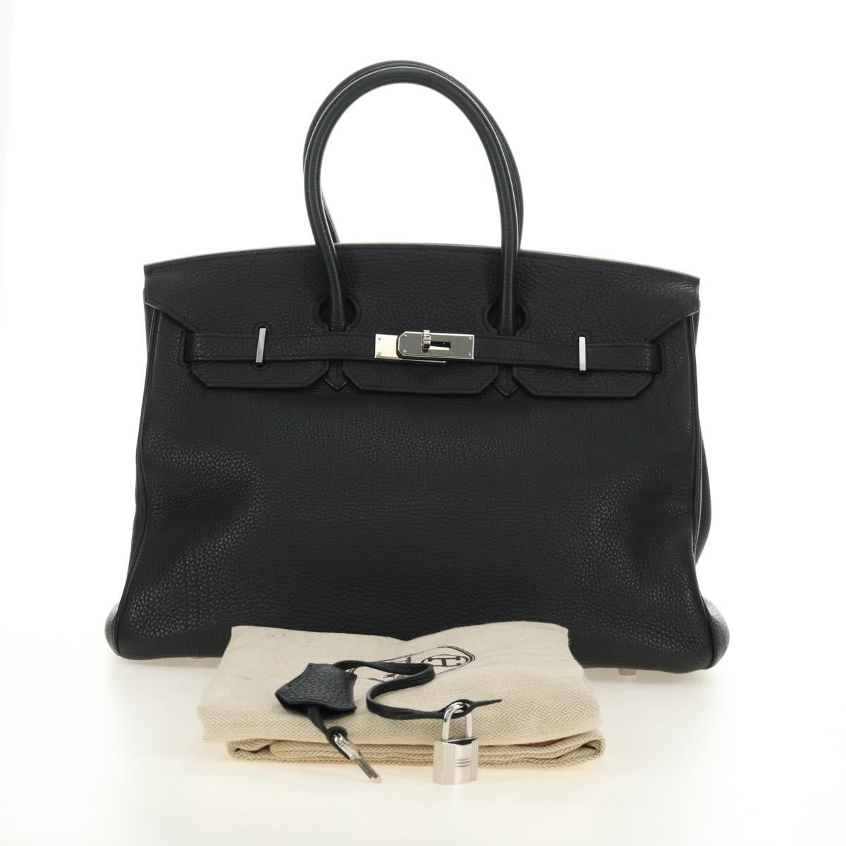 HERMES Birkin 35 Hand Bag Taurillon Leather Black Silver Auth 181827SM