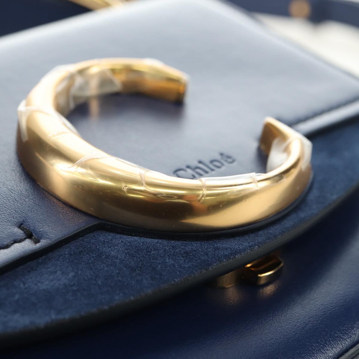 Chloe Chloe C Hand Bag Leather 2way Blue Gold Auth 181830M