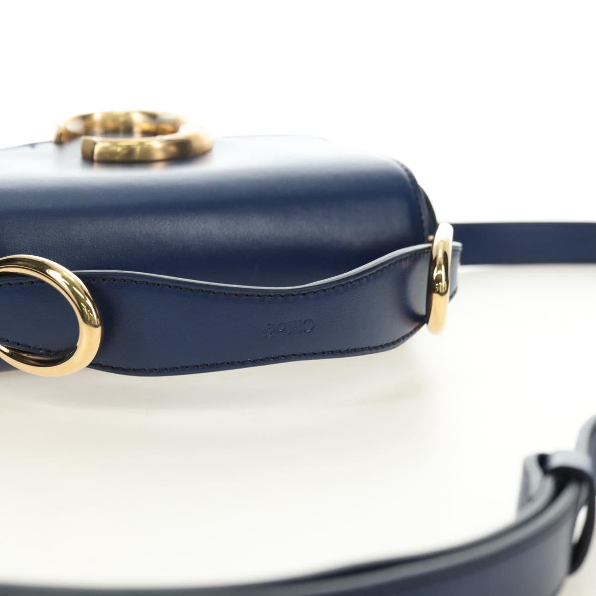 Chloe Chloe C Hand Bag Leather 2way Blue Gold Auth 181830M