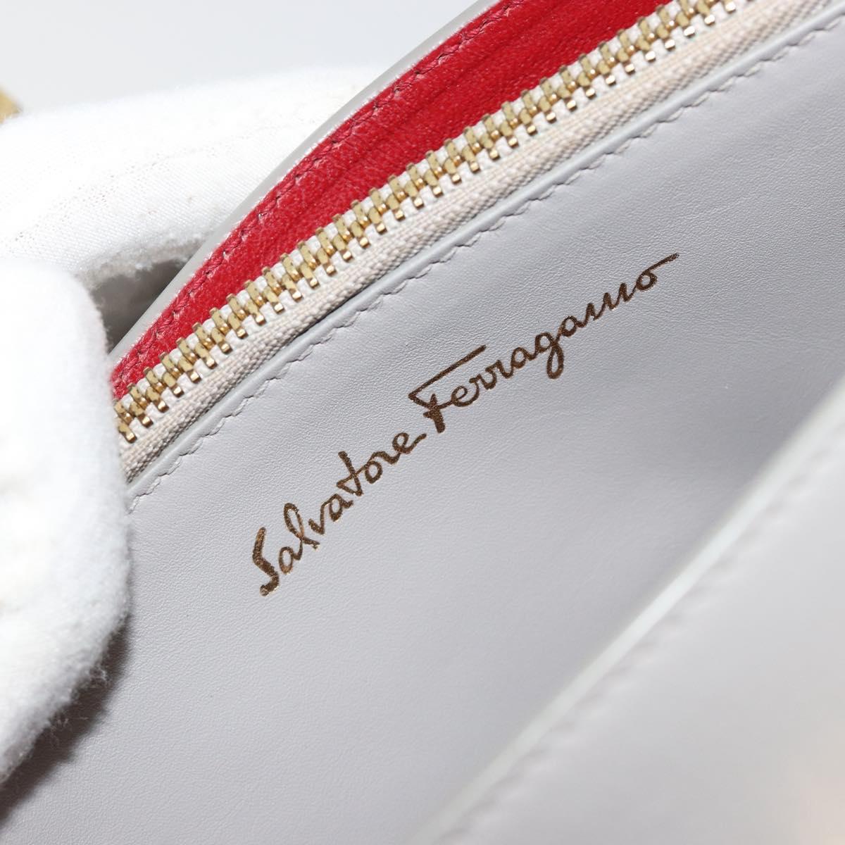 Salvatore Ferragamo Gancini Hand Bag Leather Gray Gold Auth 181831A