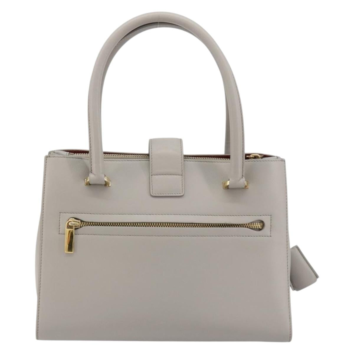 Salvatore Ferragamo Gancini Hand Bag Leather Gray Gold Auth 181831A