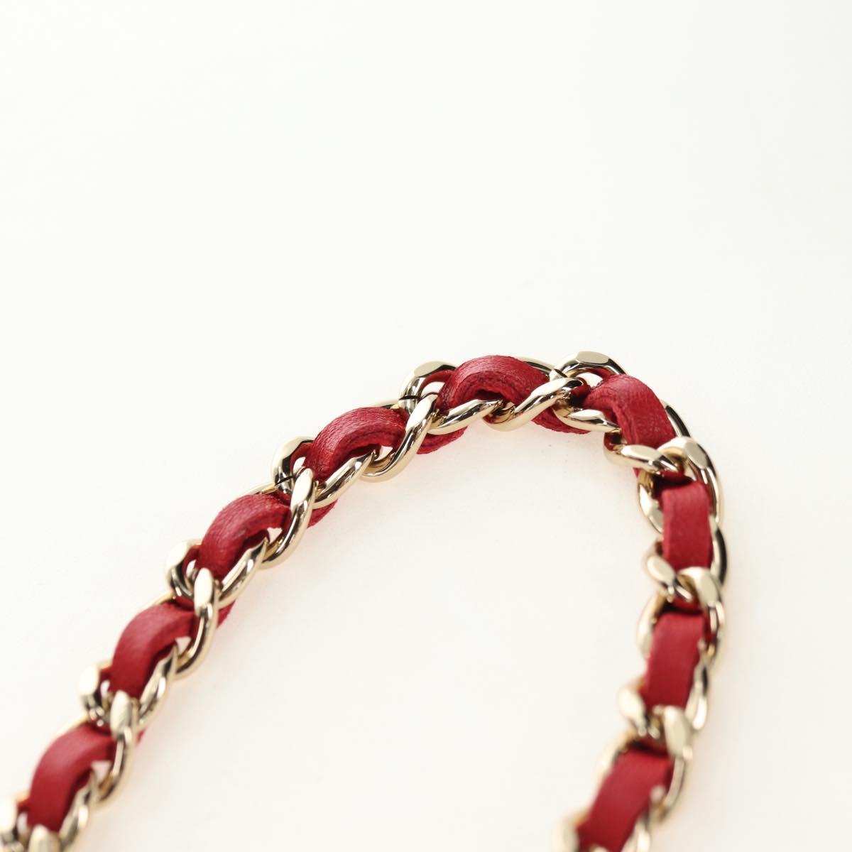 CHANEL Matelasse Chain Shoulder Bag Lamb Skin Red Gold CC Auth 181834SAM