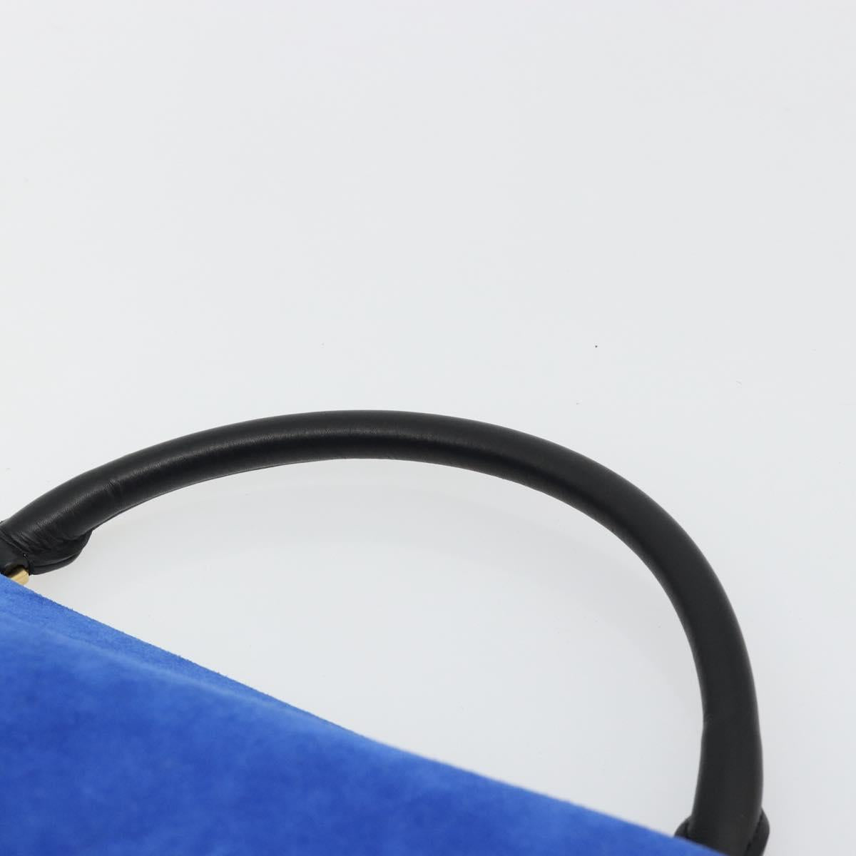 CELINE Trapeze Hand Bag Suede 2way Blue Gold Auth 181841