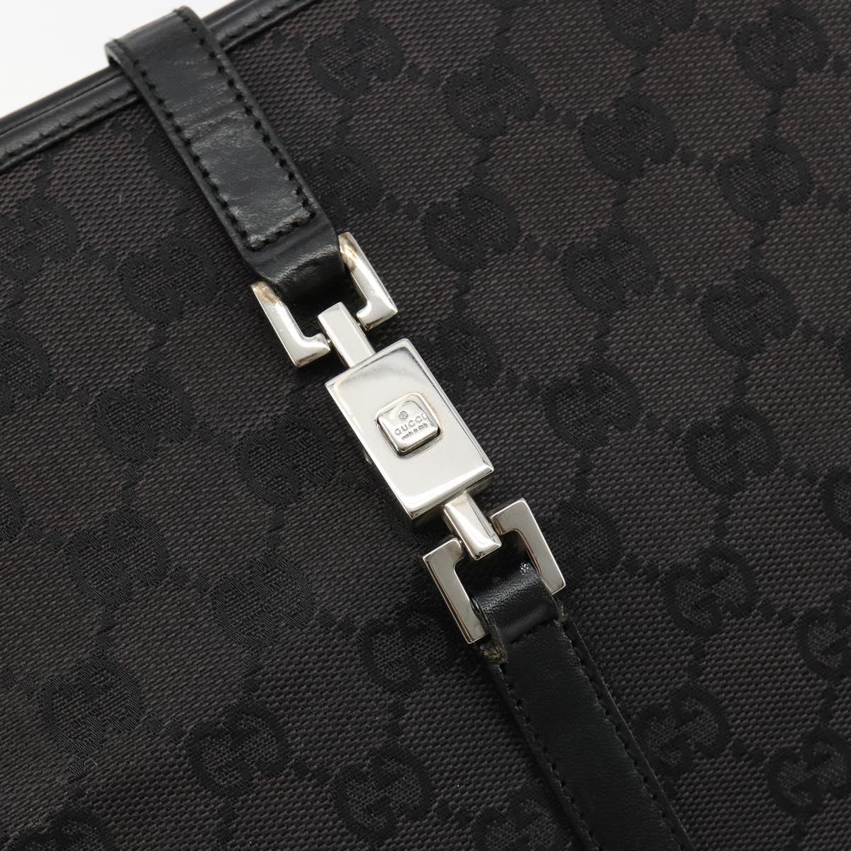 GUCCI GG Canvas Tote Bag Black Silver 002 1073 Auth 181850
