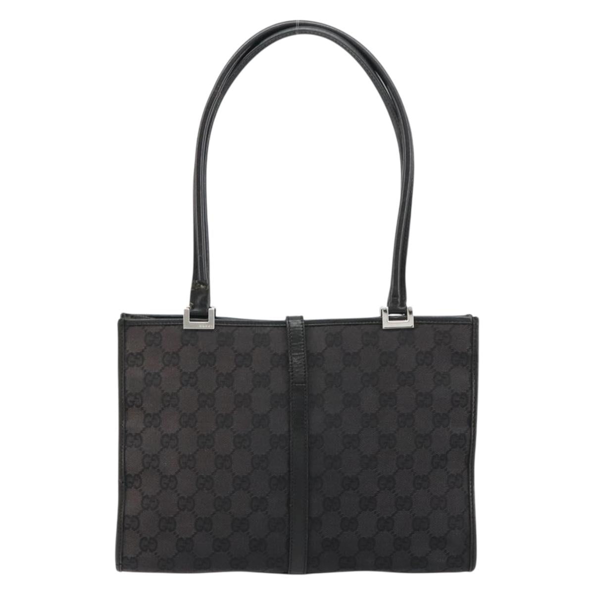 GUCCI GG Canvas Tote Bag Black Silver 002 1073 Auth 181850