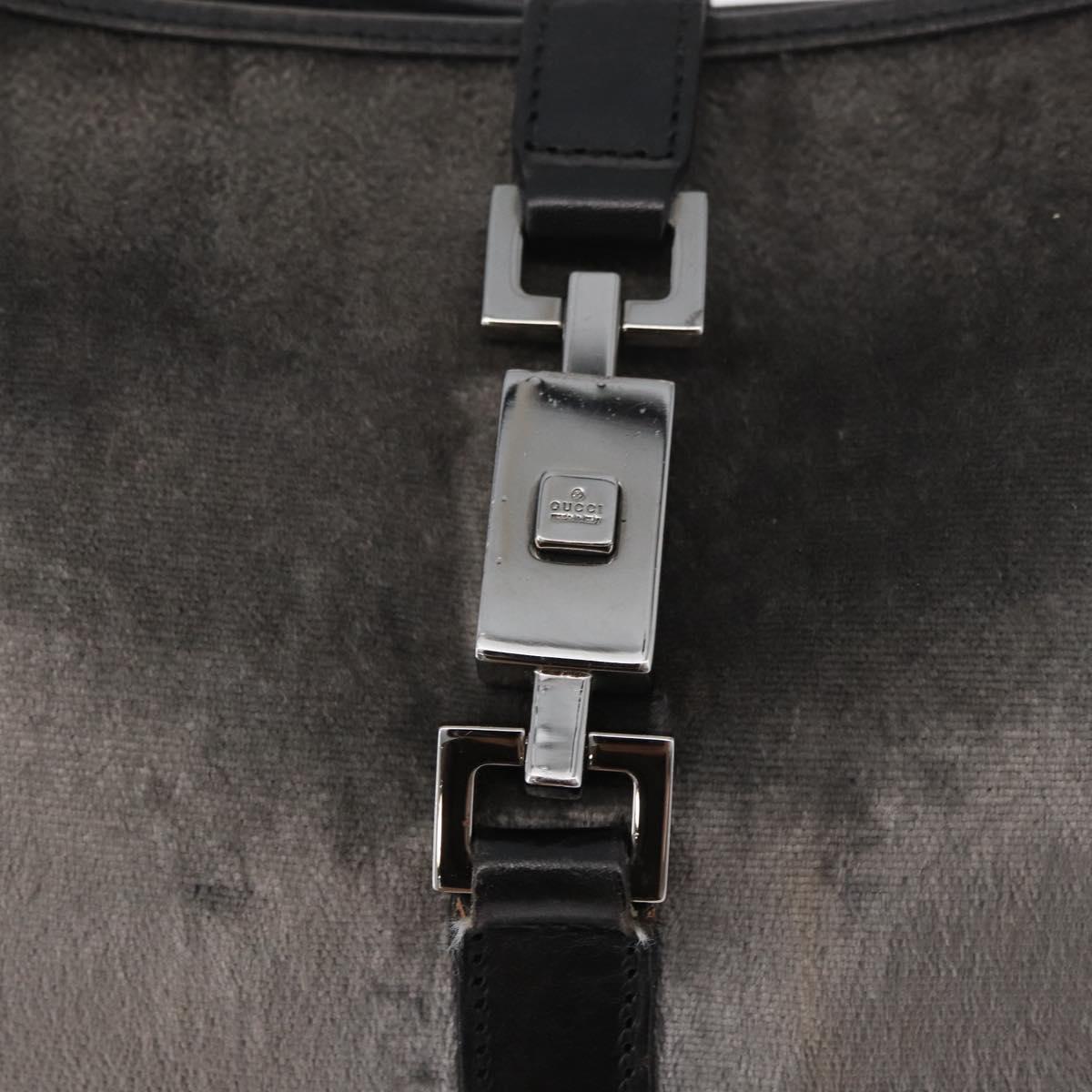 GUCCI Jackie Shoulder Bag Velor Gray Silver 001 3306 Auth 181851A