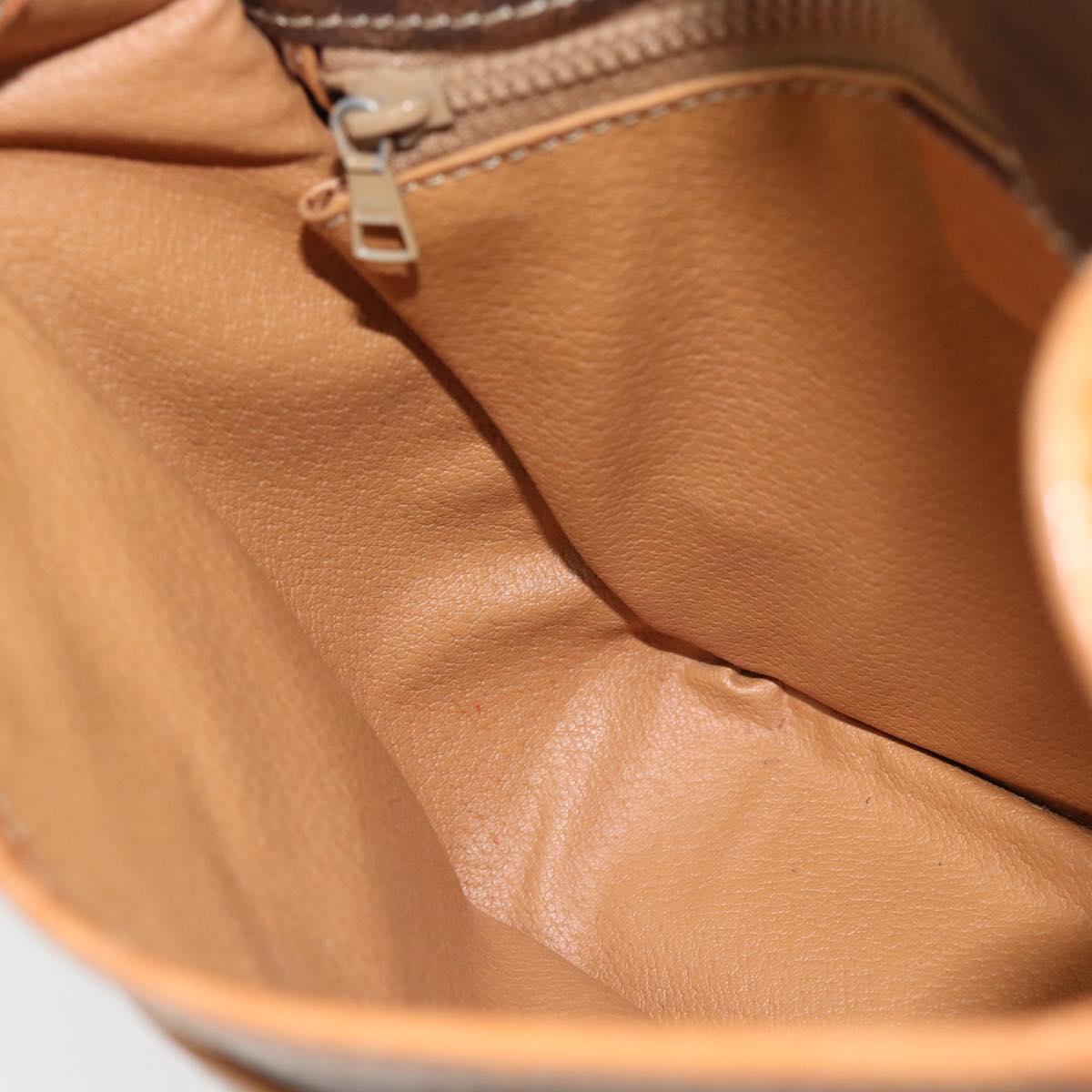 CELINE Macadam Canvas Shoulder Bag PVC Leather Brown Gold Auth 181854
