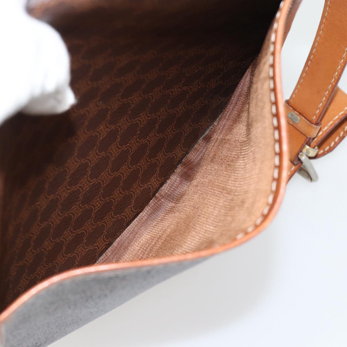 CELINE Macadam Canvas Shoulder Bag PVC Leather Brown Gold Auth 181854