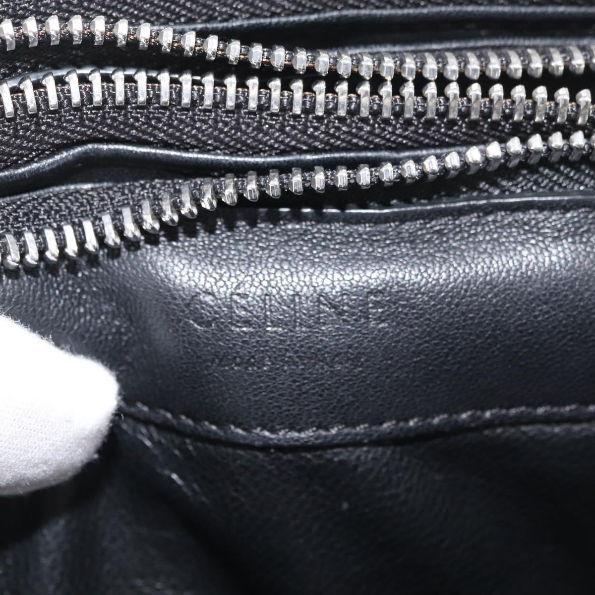 CELINE Trio Shoulder Bag Leather Black Silver Auth 181857A