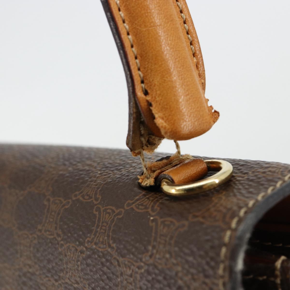 CELINE Macadam Canvas Horse Carriage Bag PVC Leather 2way Brown Gold Auth 181859