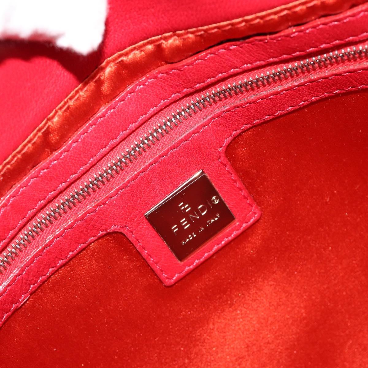 FENDI Mamma Baguette Shoulder Bag Leather Red Silver 2373 26325 Auth 181860M