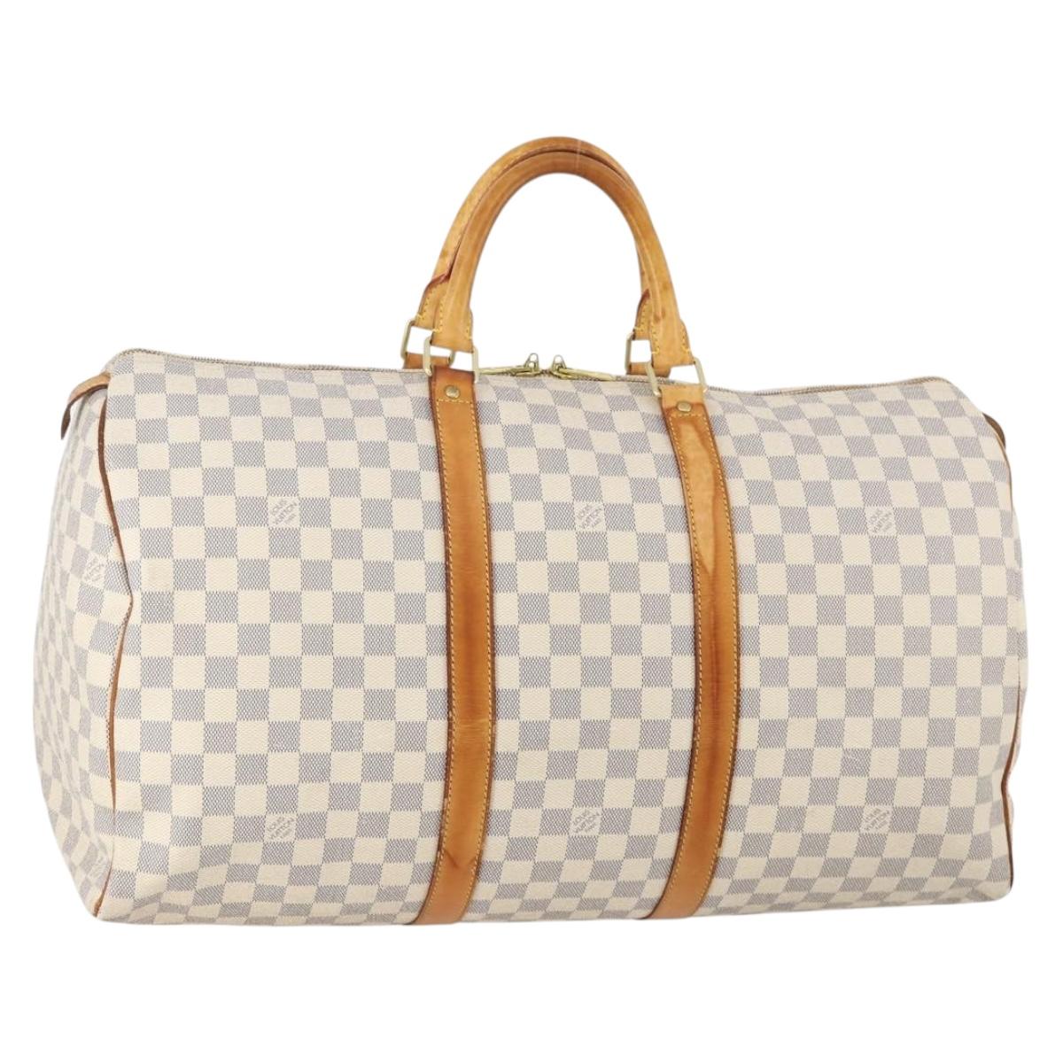 LOUIS VUITTON Damier Azur Keepall 50 Boston Bag N41430 LV Auth 181864