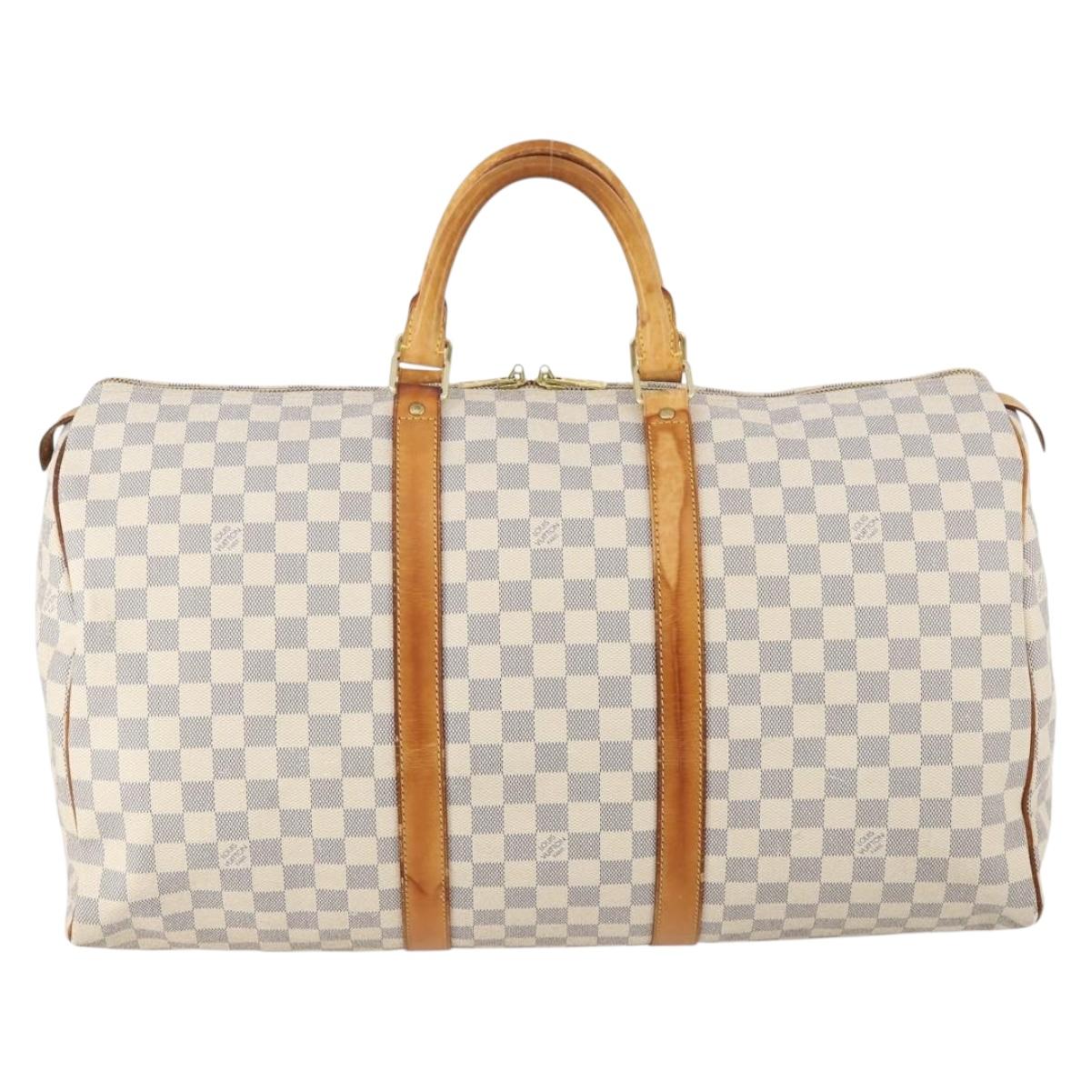 LOUIS VUITTON Damier Azur Keepall 50 Boston Bag N41430 LV Auth 181864