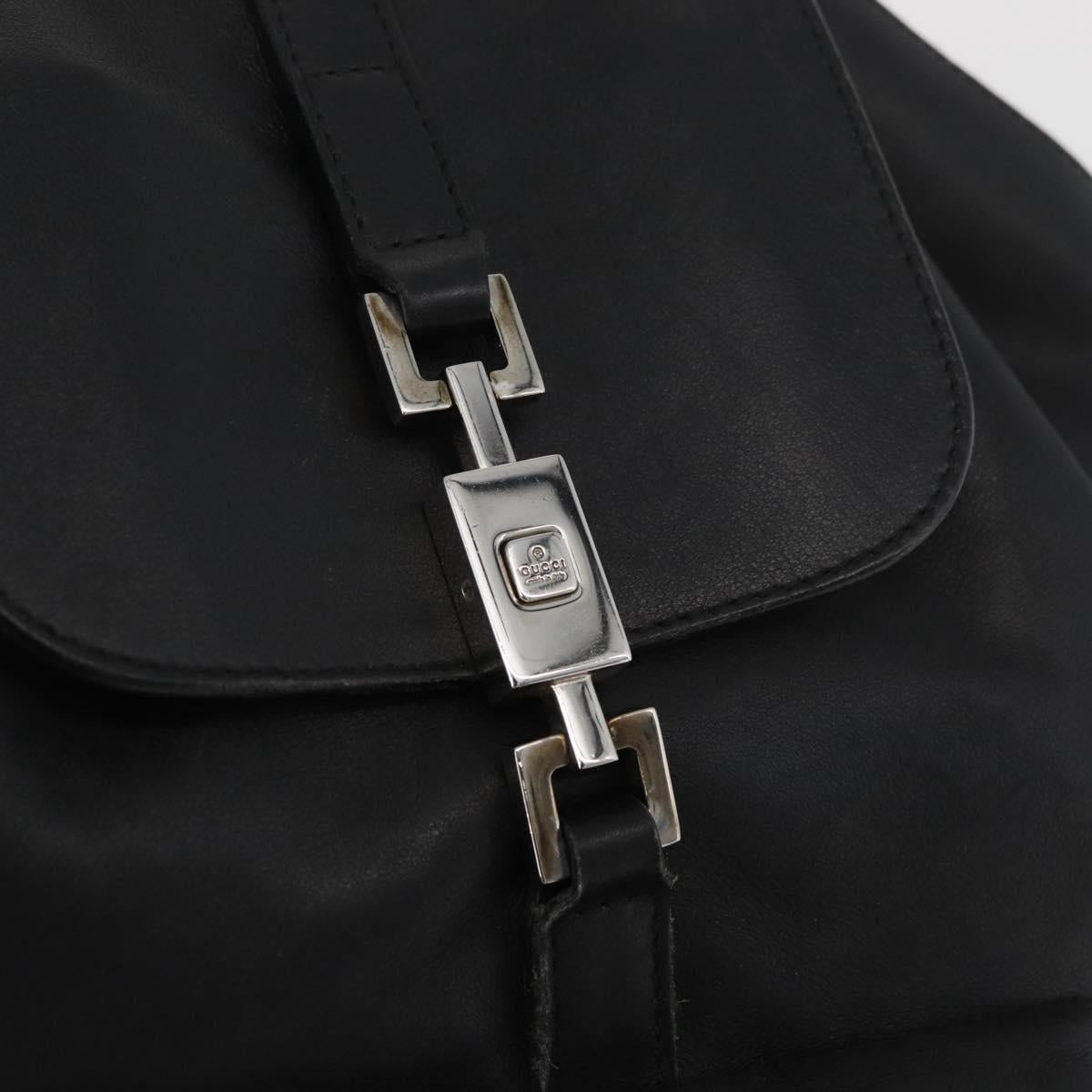 GUCCI Jackie Backpack Leather Black Silver 003 0245 Auth 181865A