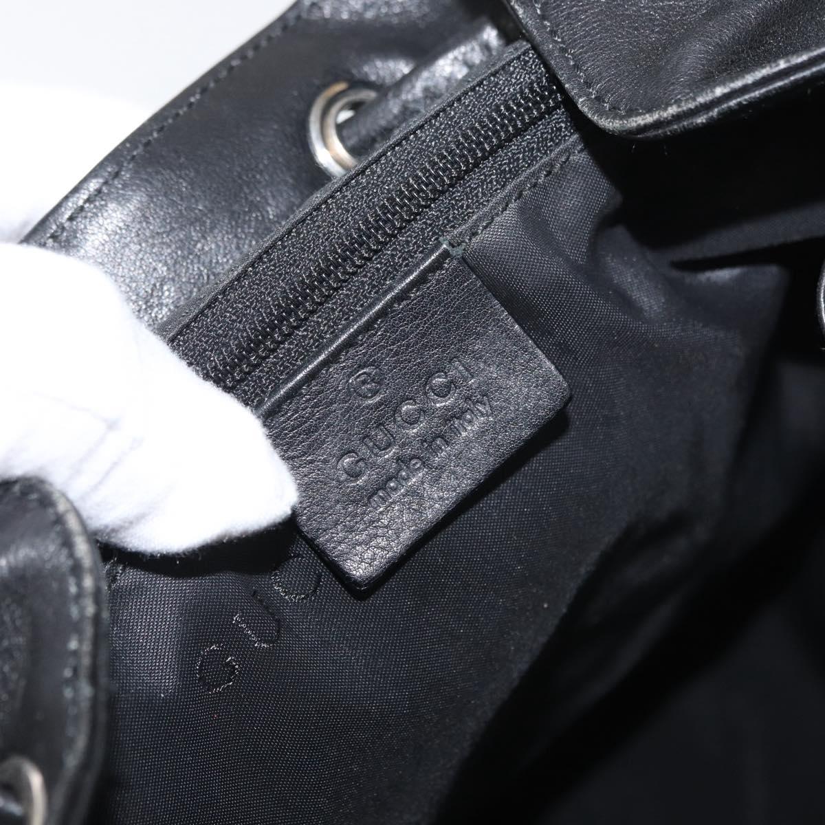 GUCCI Jackie Backpack Leather Black Silver 003 0245 Auth 181865A