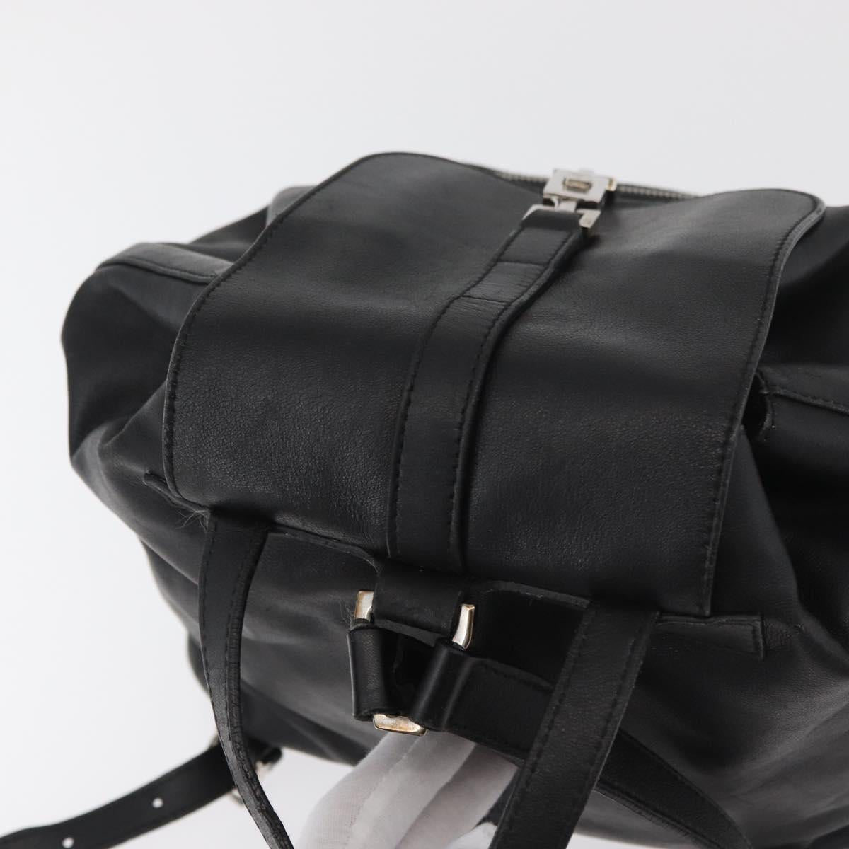 GUCCI Jackie Backpack Leather Black Silver 003 0245 Auth 181865A