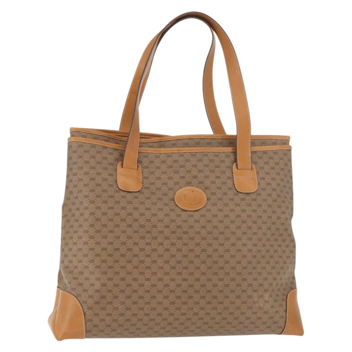 GUCCI Micro GG Supreme Tote Bag PVC Beige Gold Auth 181868