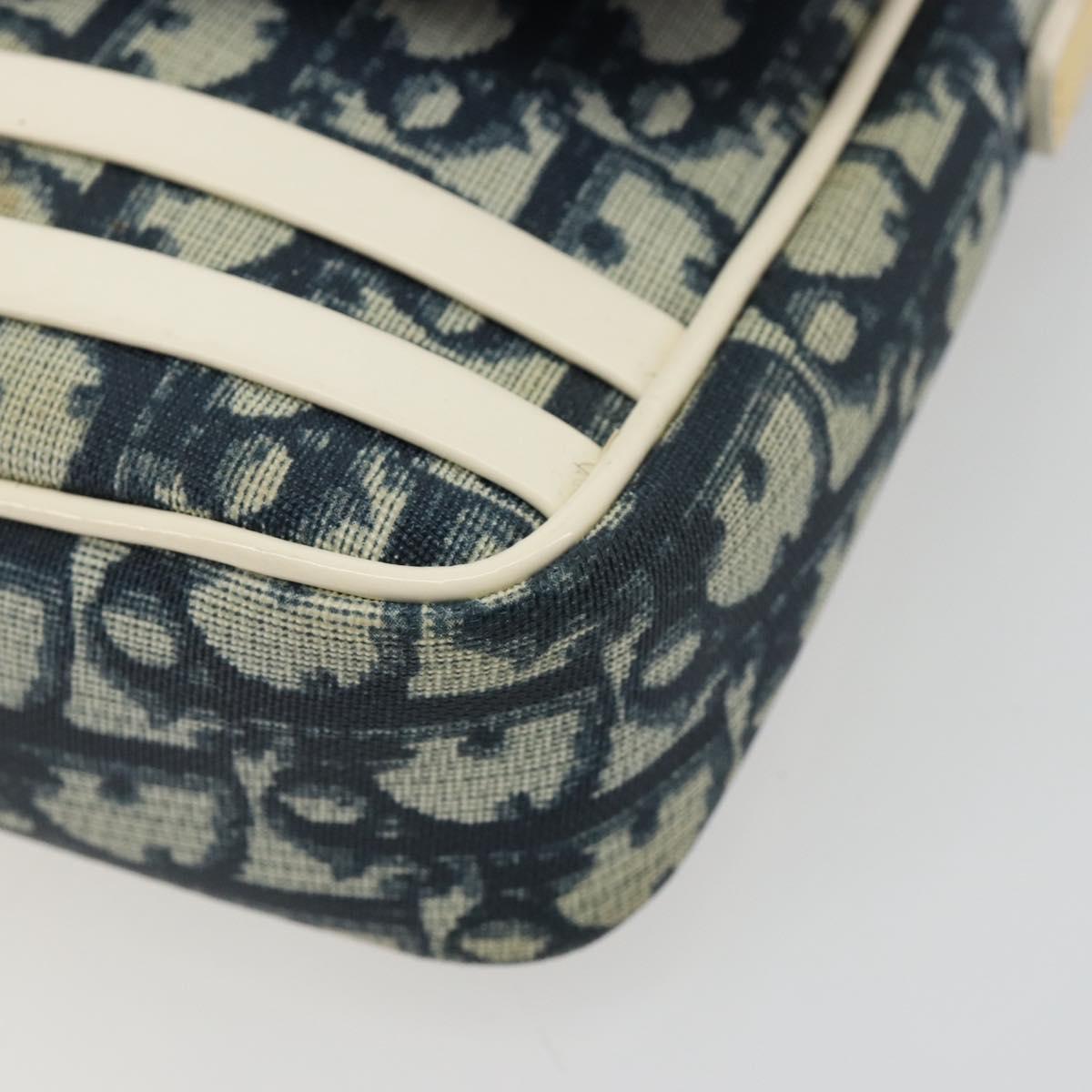 Christian Dior Trotter Canvas Shoulder Bag PVC Navy Silver Auth 181869A