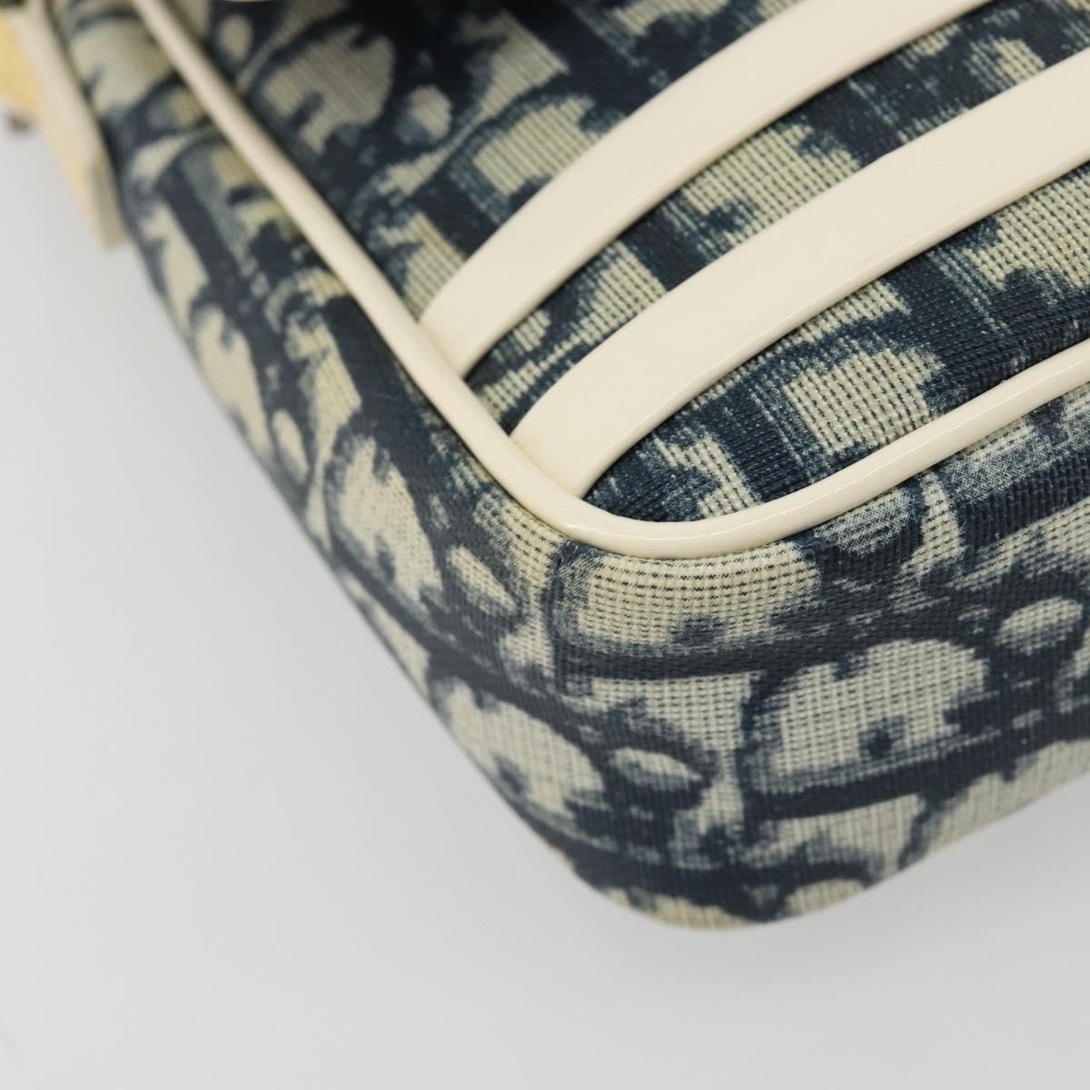 Christian Dior Trotter Canvas Shoulder Bag PVC Navy Silver Auth 181869A