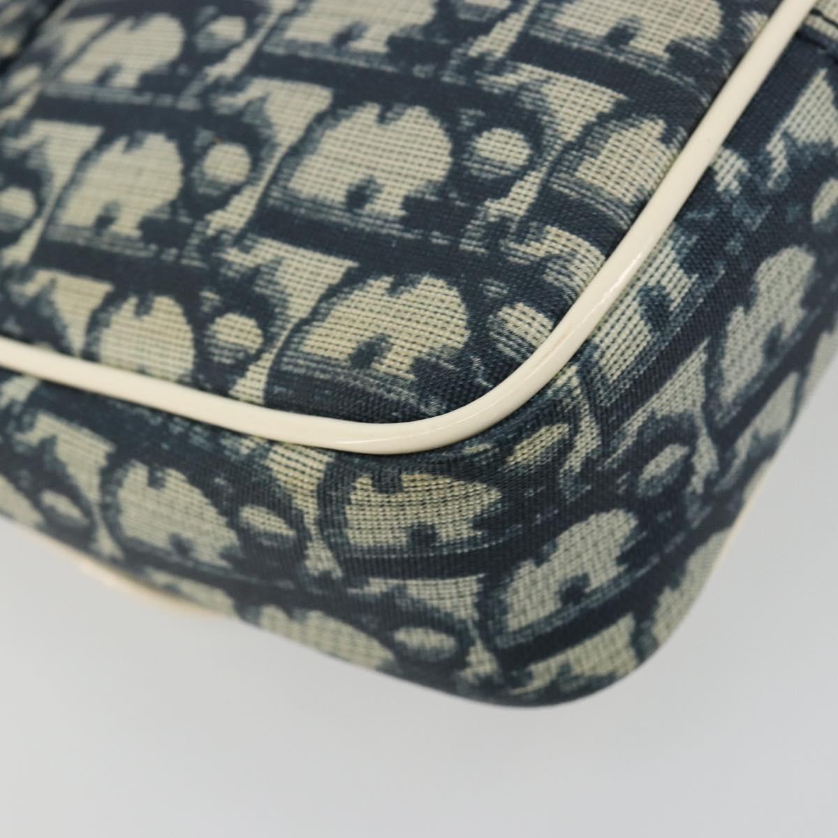 Christian Dior Trotter Canvas Shoulder Bag PVC Navy Silver Auth 181869A