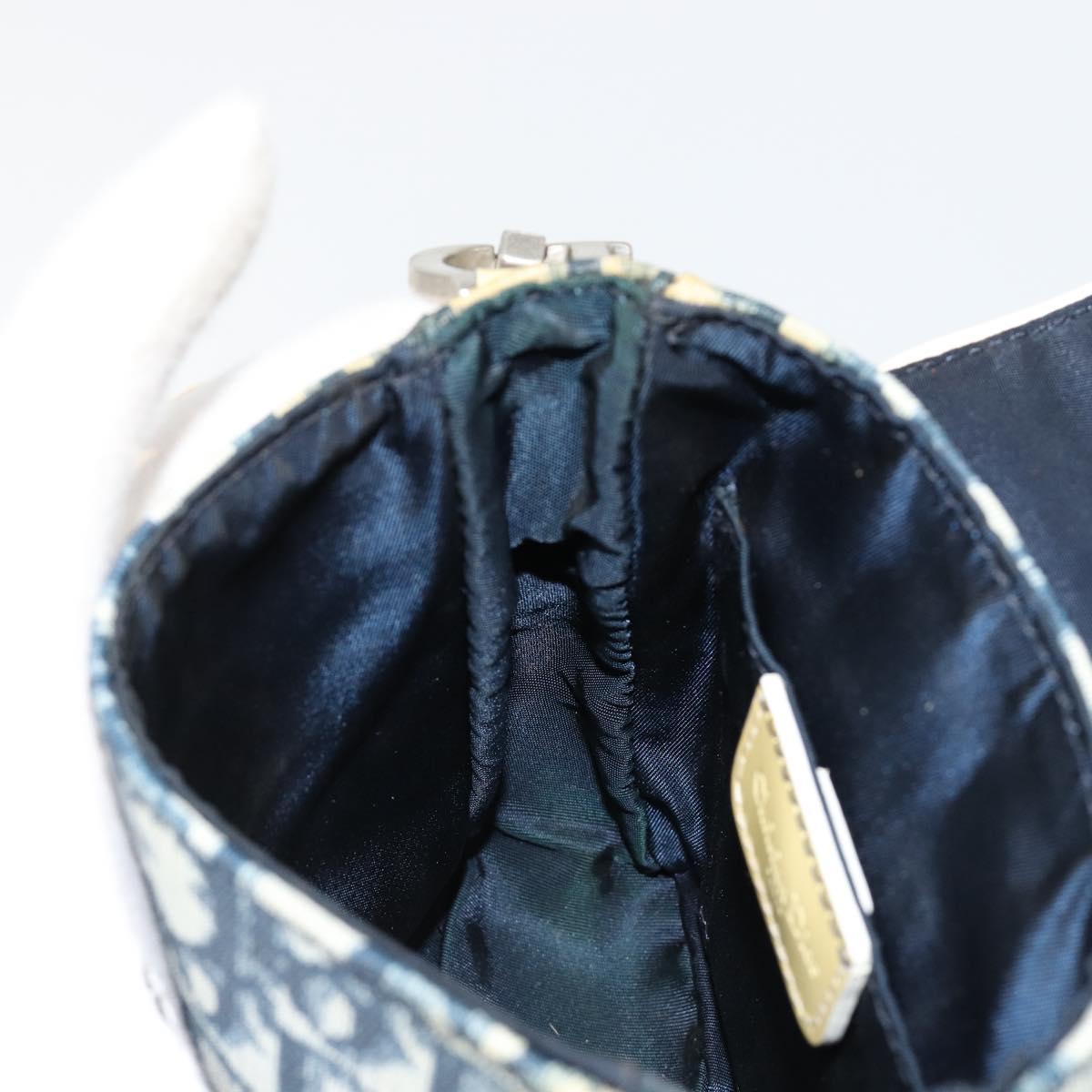 Christian Dior Trotter Canvas Shoulder Bag PVC Navy Silver Auth 181869A