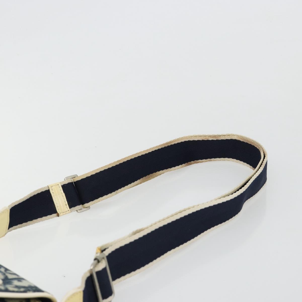 Christian Dior Trotter Canvas Shoulder Bag PVC Navy Silver Auth 181869A