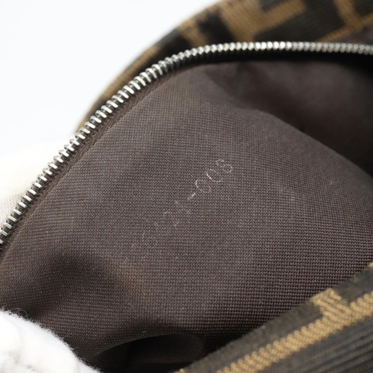 FENDI Zucca Canvas Mamma Baguette Shoulder Bag Black Brown Auth 181873SAM