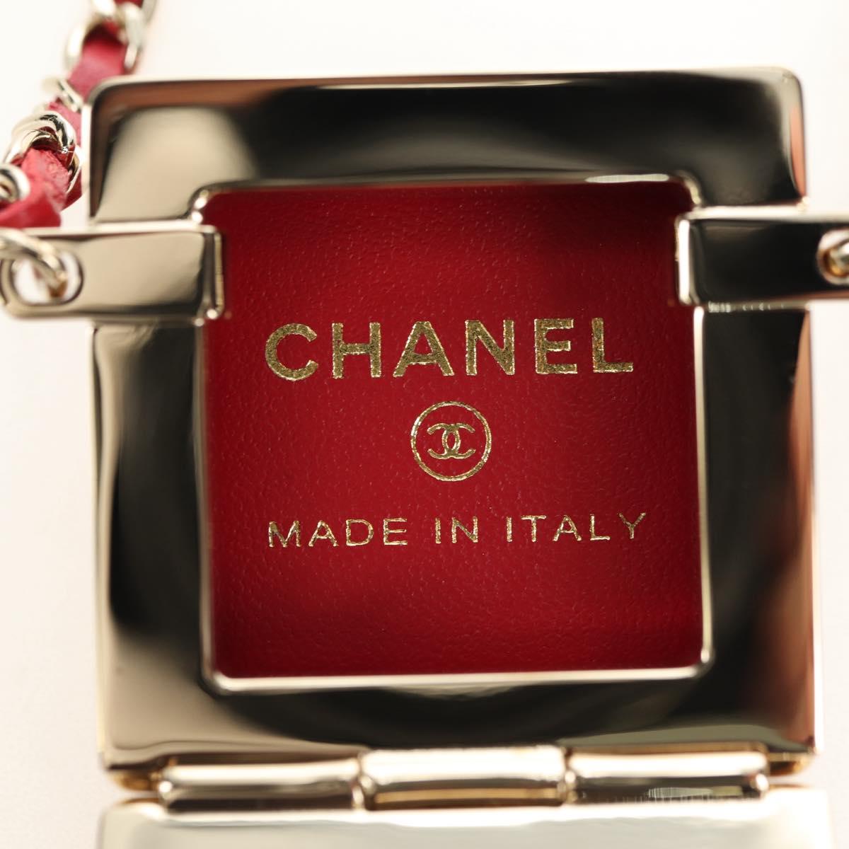 CHANEL Matelasse Bag Charm Lamb Skin Red Gold CC Auth 181875SAM