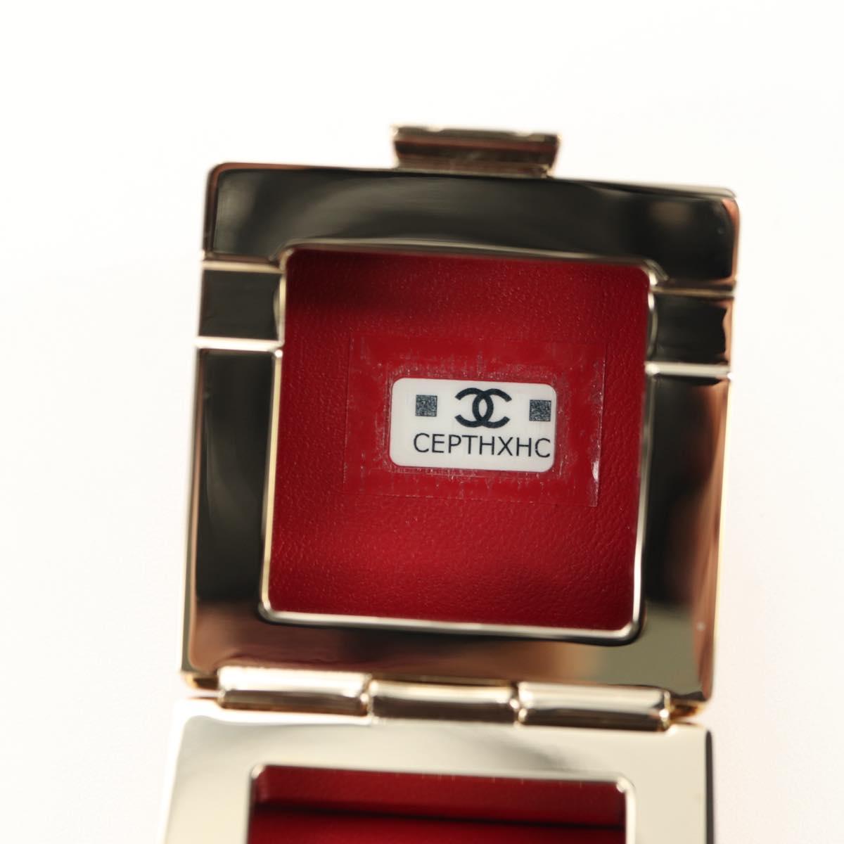 CHANEL Matelasse Bag Charm Lamb Skin Red Gold CC Auth 181875SAM