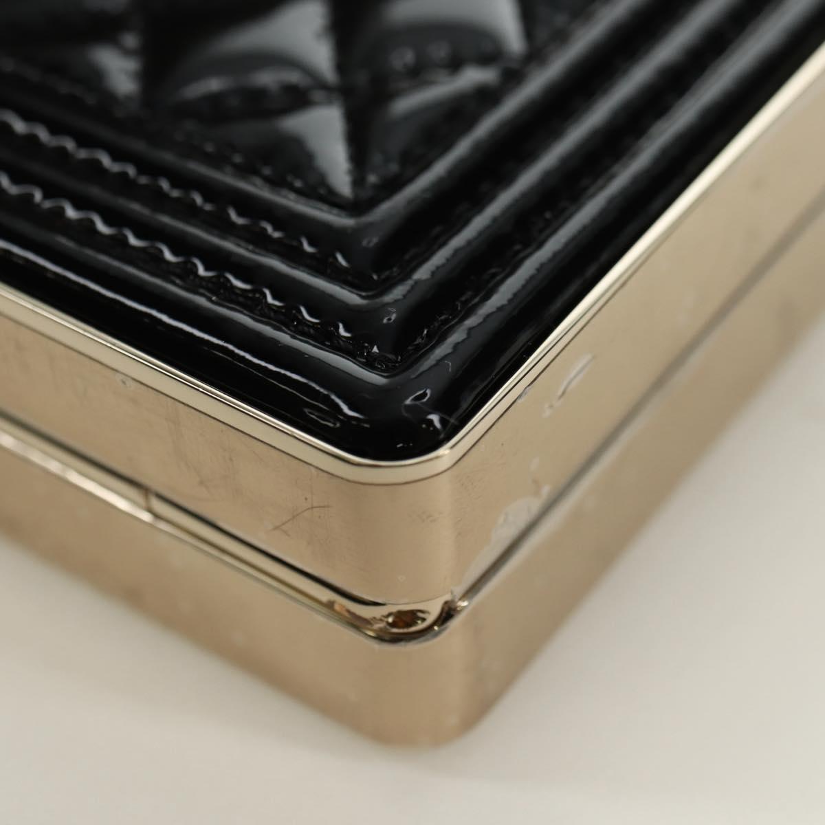 CHANEL Matelasse Boy Chanel Chain Wallet Bag Patent Black Gold CC Auth 181876SAM