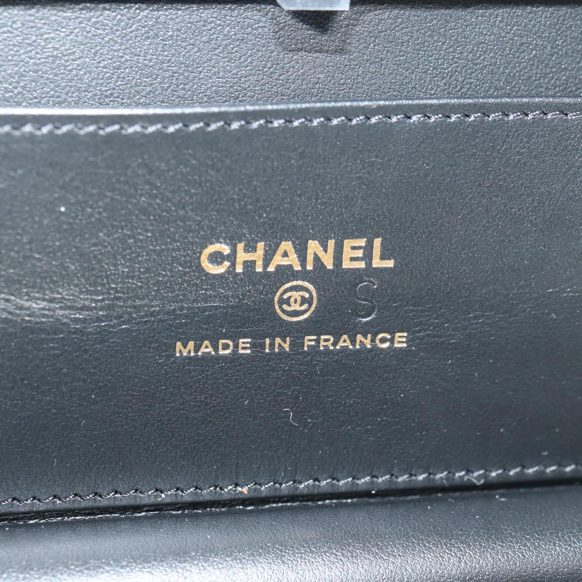 CHANEL Matelasse Boy Chanel Chain Wallet Bag Patent Black Gold CC Auth 181876SAM