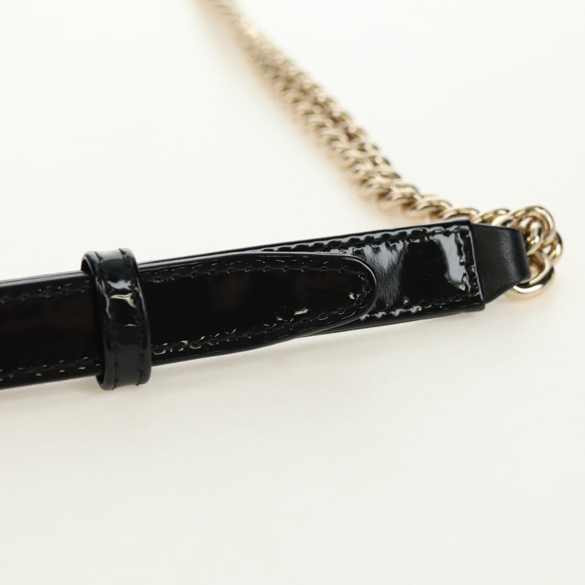 CHANEL Matelasse Boy Chanel Chain Wallet Bag Patent Black Gold CC Auth 181876SAM