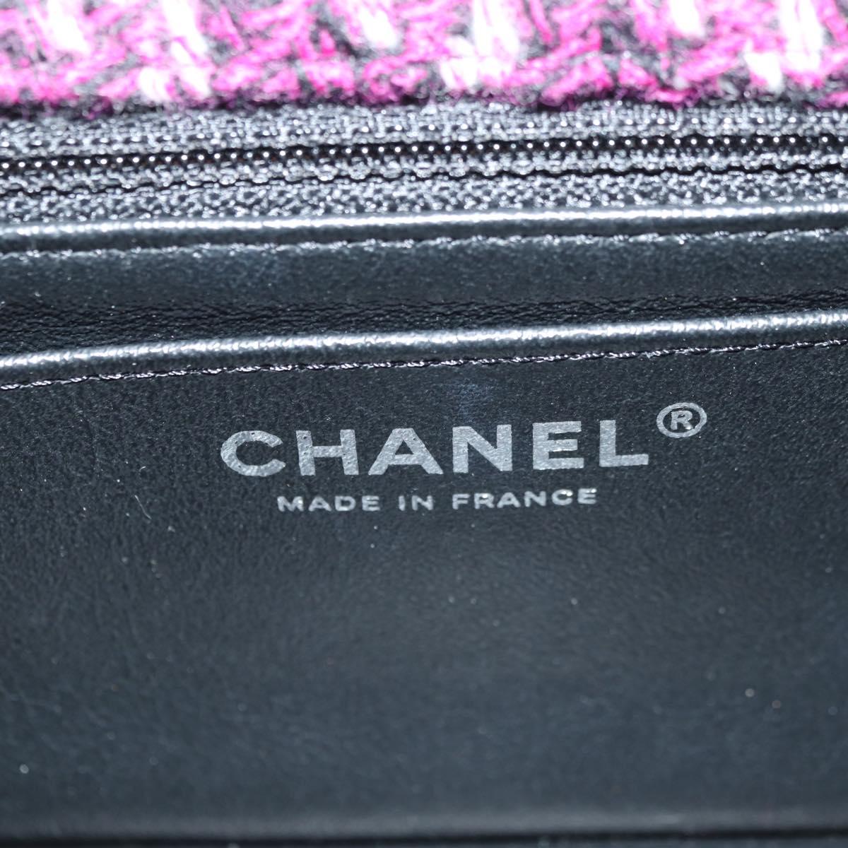 CHANEL Matelasse 21 Chain Shoulder Bag Tweed Pink Silver CC Auth 181879SAM