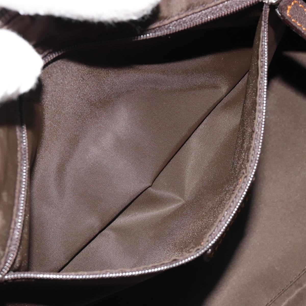 Christian Dior Trotter Canvas Hand Bag Brown Silver Auth 181890V