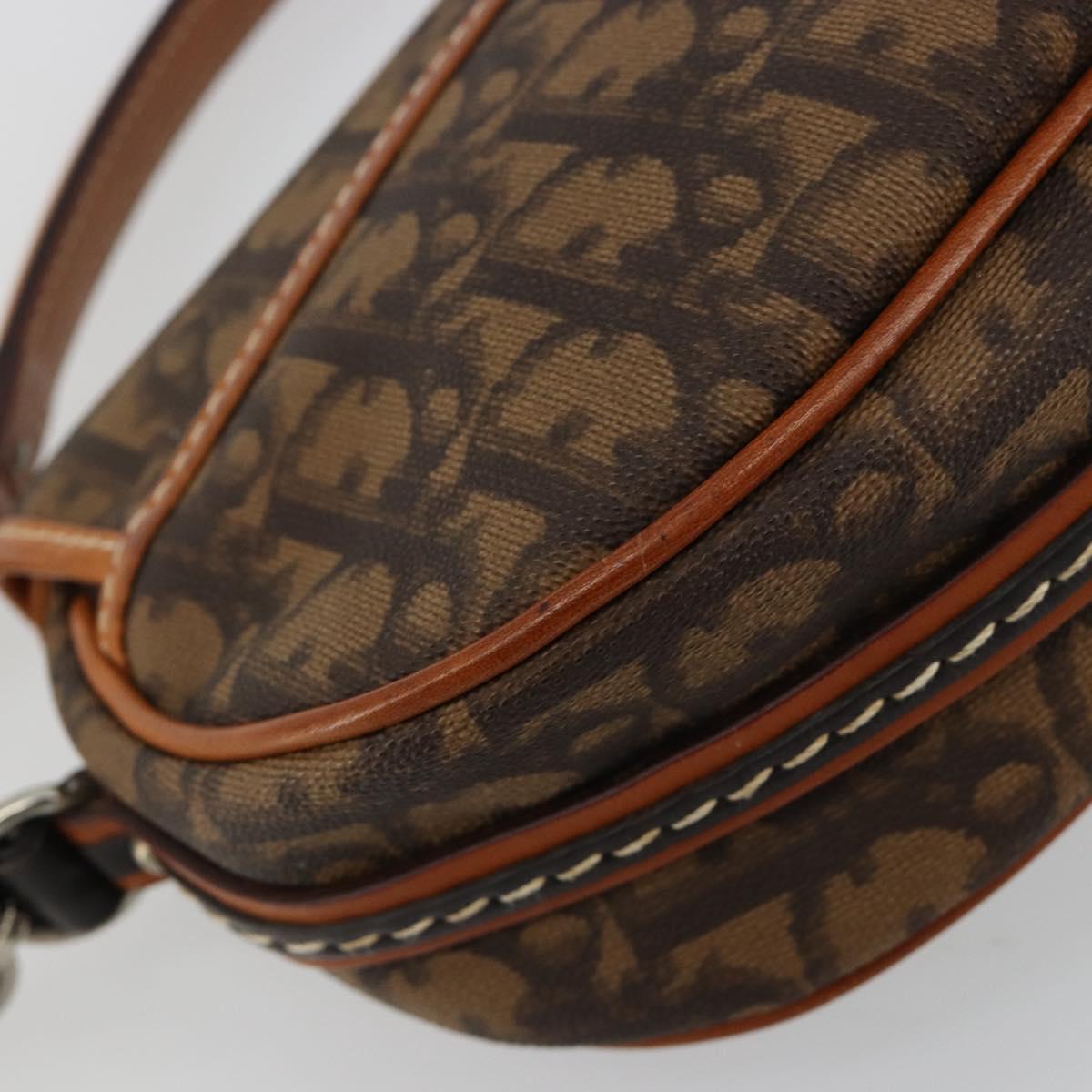 Christian Dior Trotter Canvas Romantic Bag PVC Brown Silver Auth 181891V