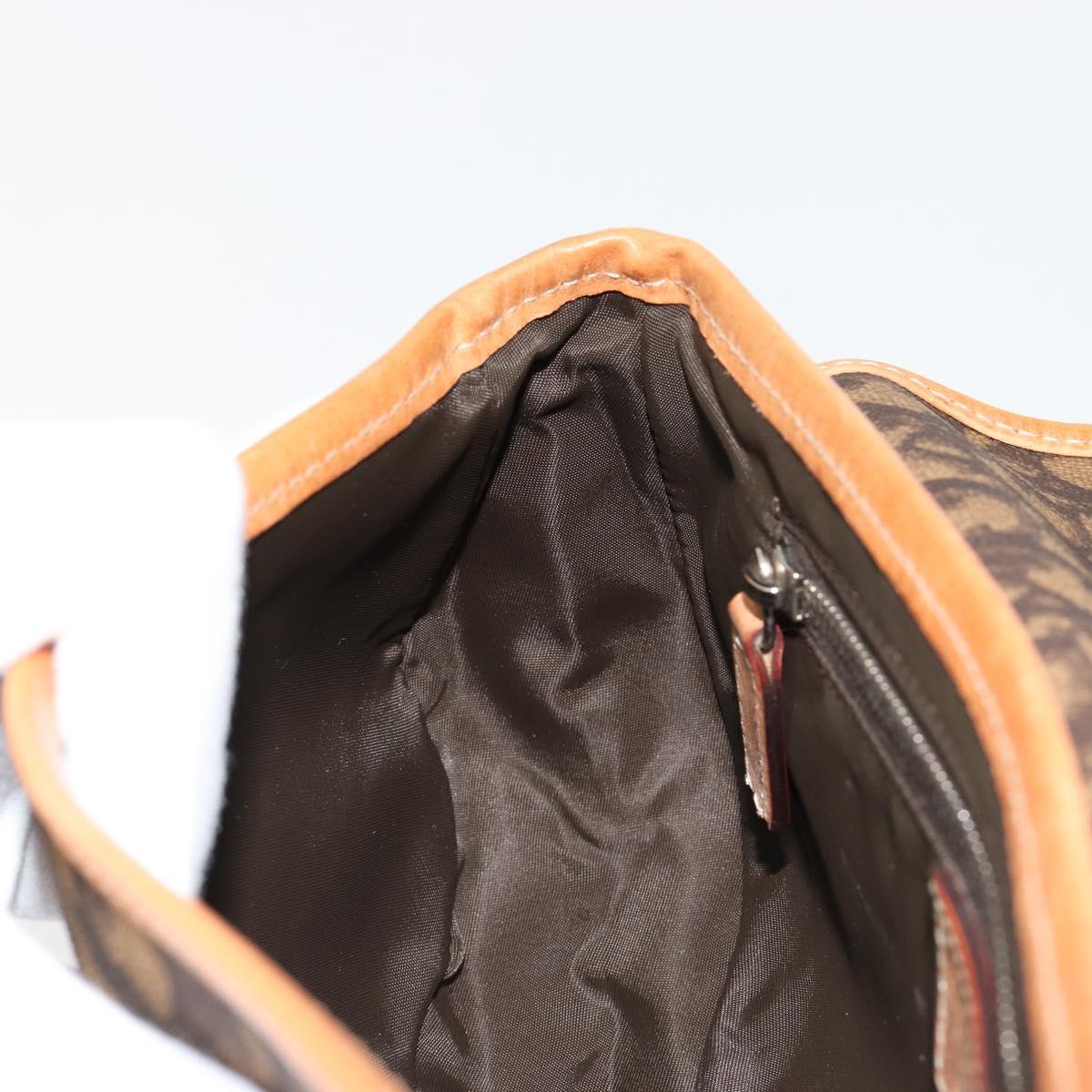 Christian Dior Trotter Canvas Romantic Bag PVC Brown Silver Auth 181891V