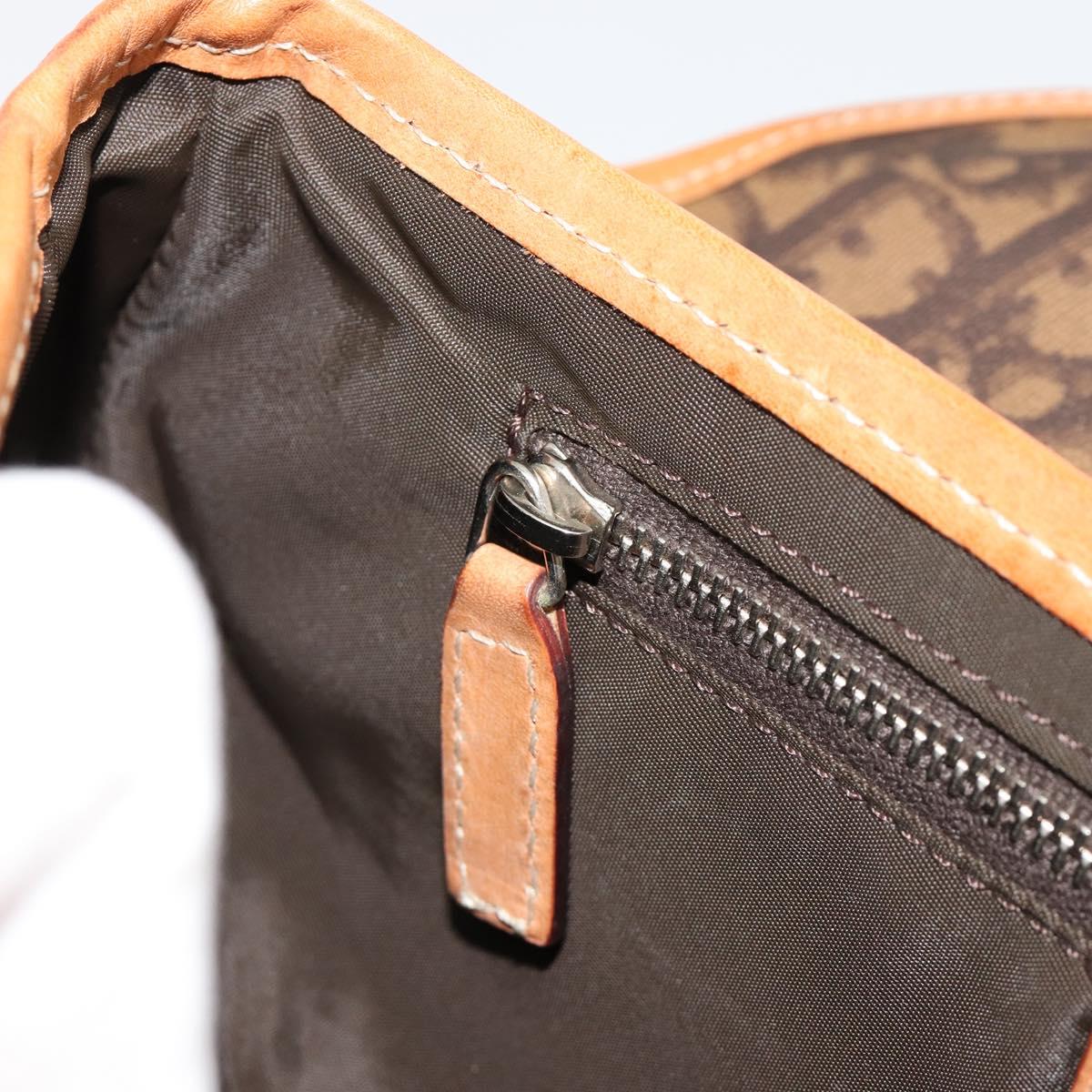 Christian Dior Trotter Canvas Romantic Bag PVC Brown Silver Auth 181891V