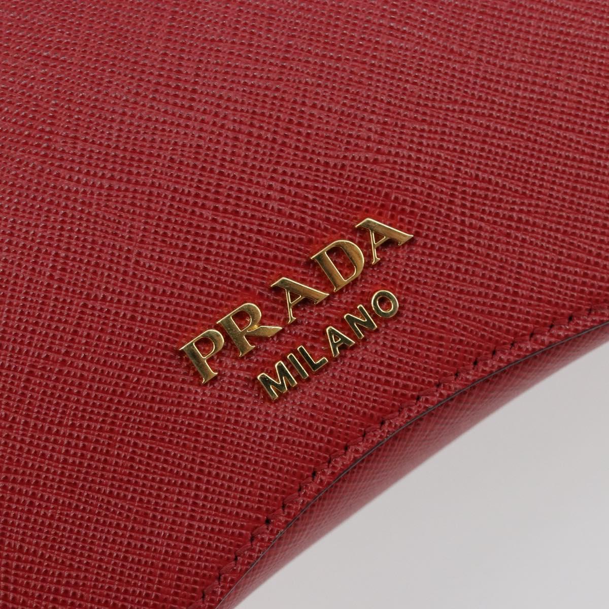 PRADA Hand Bag Safiano leather 2way Red Gold Auth 181893V