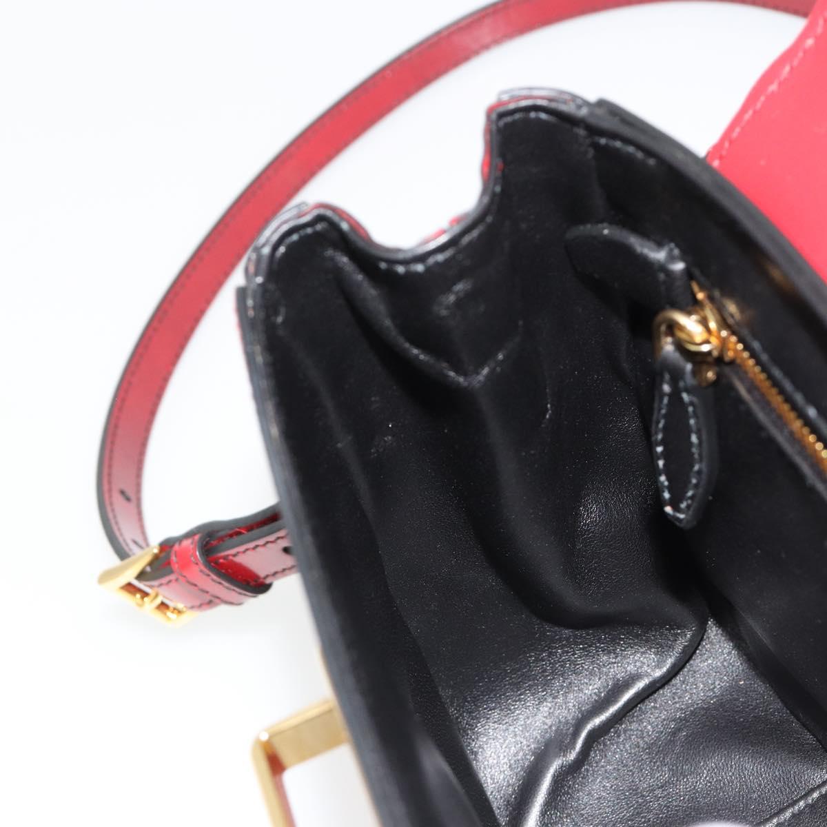 PRADA Hand Bag Safiano leather 2way Red Gold Auth 181893V