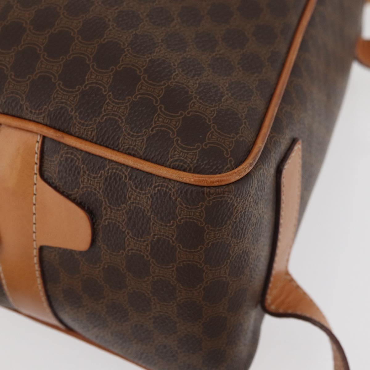 CELINE Macadam Canvas Backpack PVC Leather Brown Gold Auth 181895A