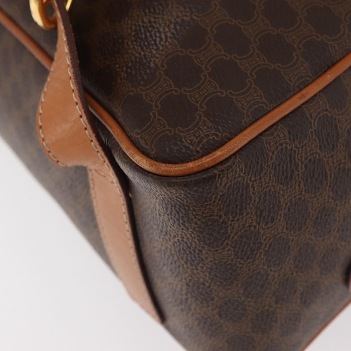 CELINE Macadam Canvas Backpack PVC Leather Brown Gold Auth 181895A