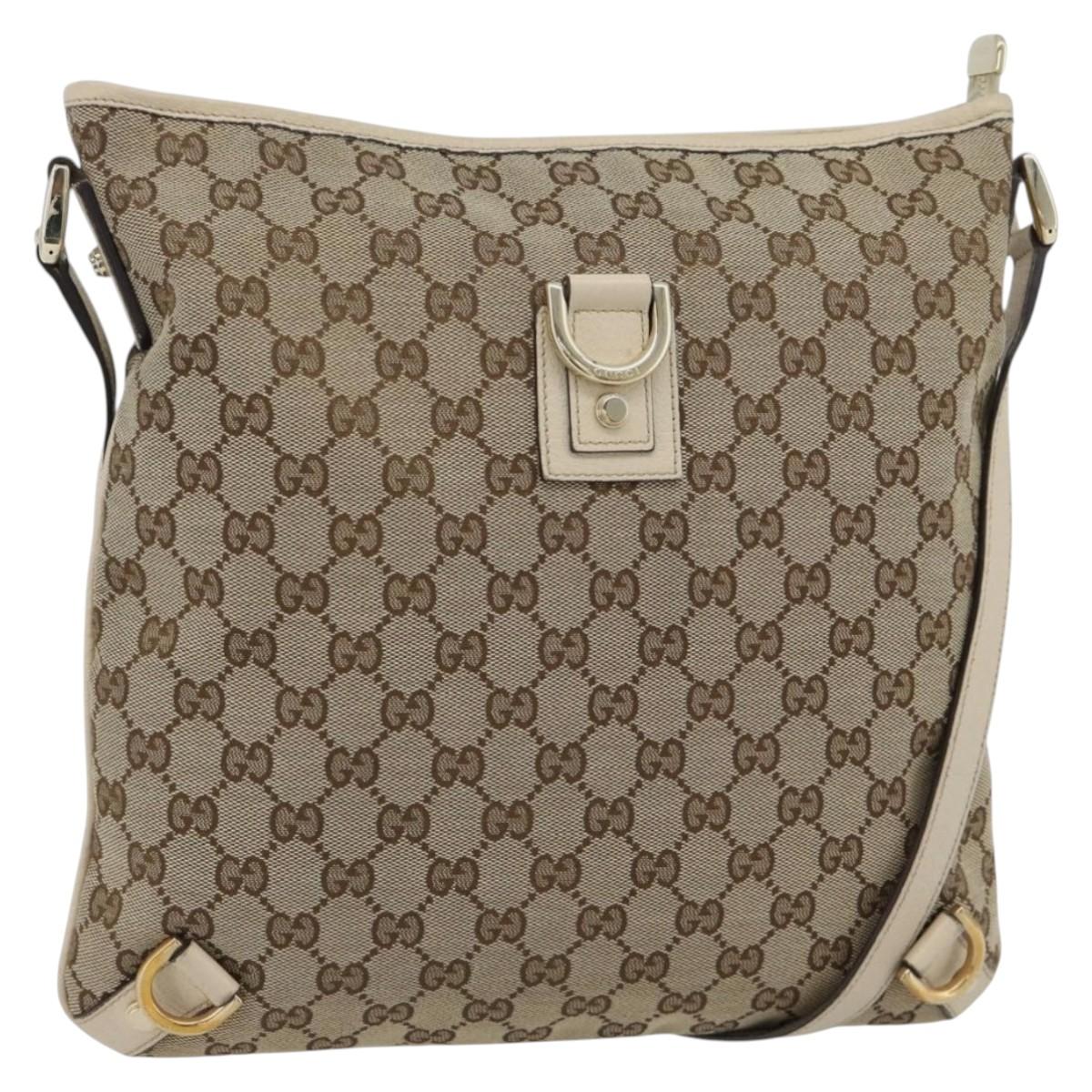 GUCCI GG Canvas Abbey Shoulder Bag Beige Gold 131326 Auth 181896A