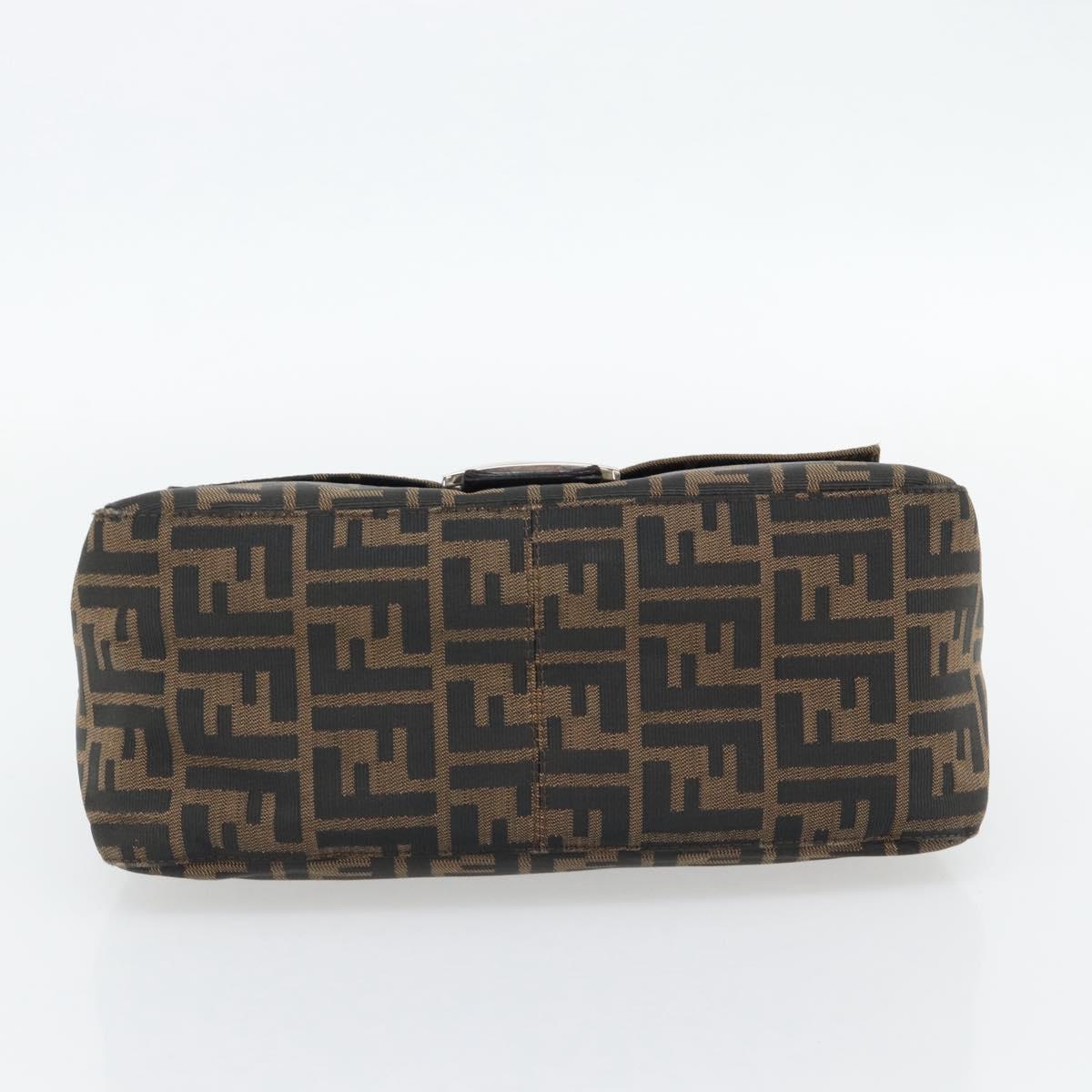 FENDI Zucca Canvas Mamma Baguette Shoulder Bag Black Brown Auth 181898V