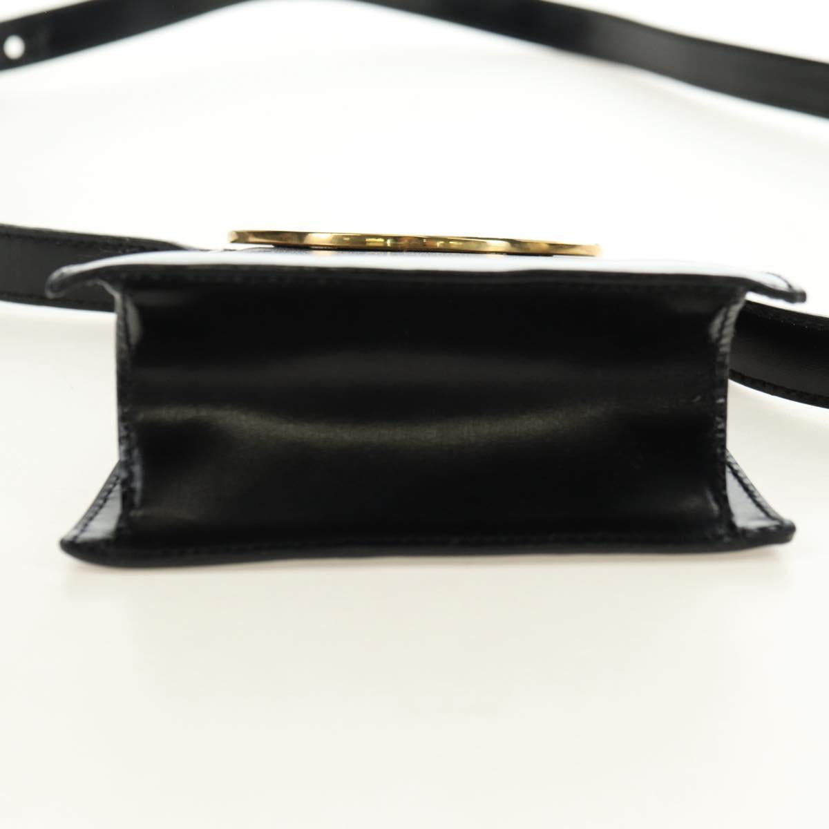 CELINE Circle Shoulder Bag Leather Black Gold Auth 181901SM